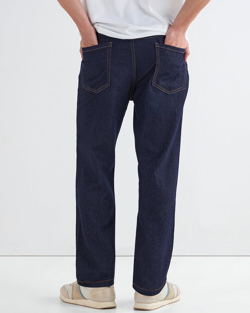 bewakoof Men's Indigo Blue Slim Straight Fit Stretchable Mid-Rise Jeans - Image 3